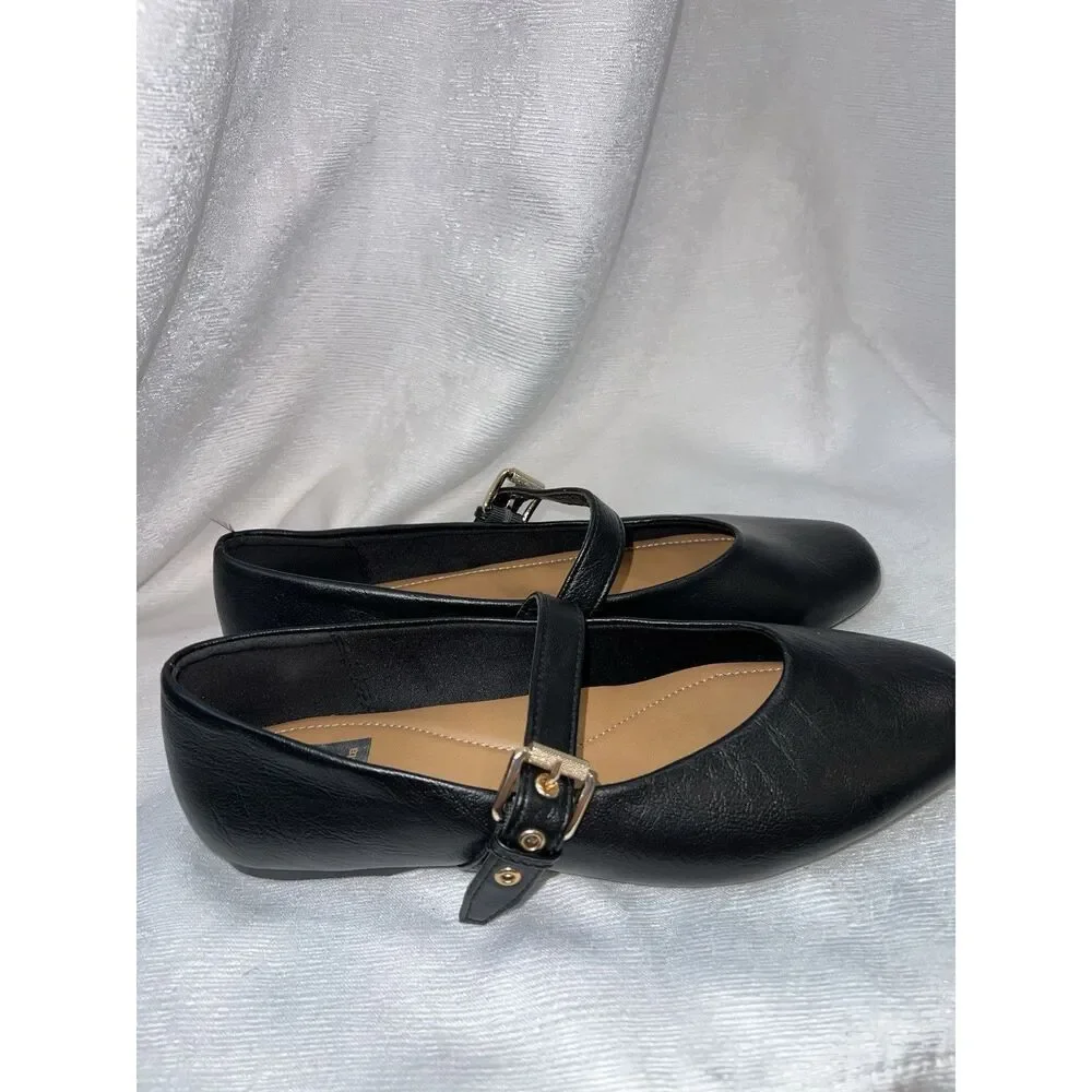 Dolce Vita Women’s Mary Jane Buckle Flats Square Toe Black 10 - Picture 4 of 9